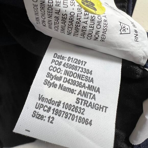 Gloria Vanderbilt Anita Straight Leg Khaki Pants Midnight Affair (Navy) Size 12 - Picture 8 of 10